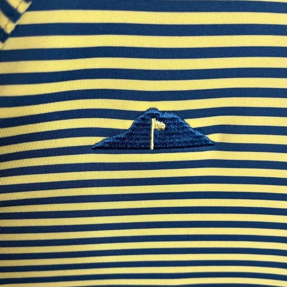 Peter Millar Summer Comfort Striped Polo Green & Yellow - Picture 3 of 4